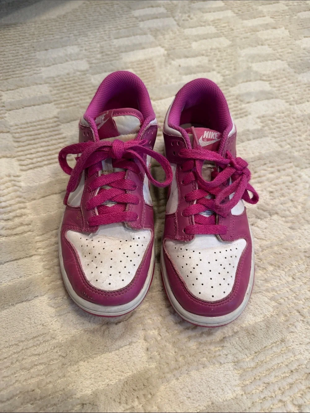Nike Kids' Pink and White Low-Top Dunks